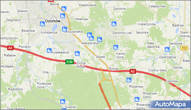 mapa Słowik gmina Zgierz, Słowik gmina Zgierz na mapie Targeo