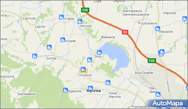 mapa Słup gmina Męcinka, Słup gmina Męcinka na mapie Targeo
