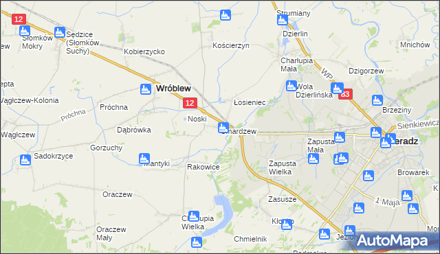 mapa Smardzew gmina Wróblew, Smardzew gmina Wróblew na mapie Targeo