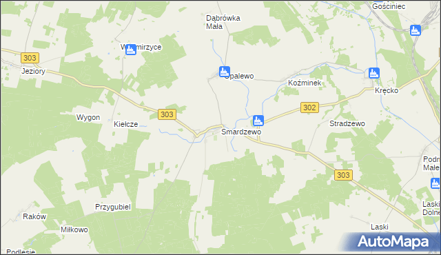 mapa Smardzewo gmina Szczaniec, Smardzewo gmina Szczaniec na mapie Targeo