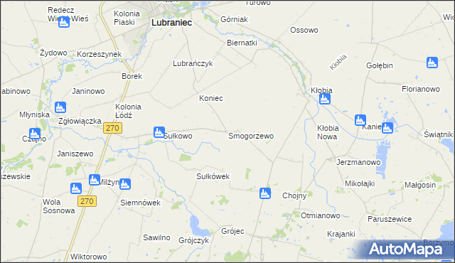 mapa Smogorzewo gmina Lubraniec, Smogorzewo gmina Lubraniec na mapie Targeo