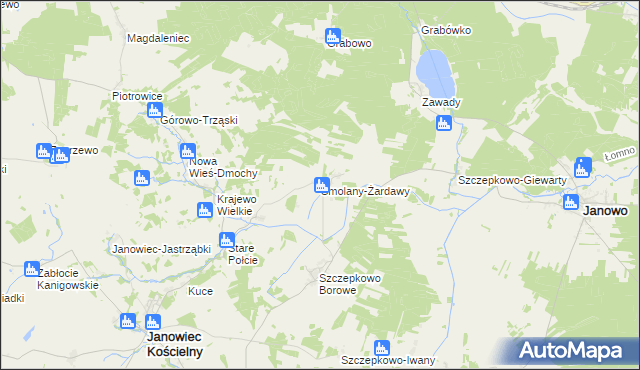 mapa Smolany-Żardawy, Smolany-Żardawy na mapie Targeo