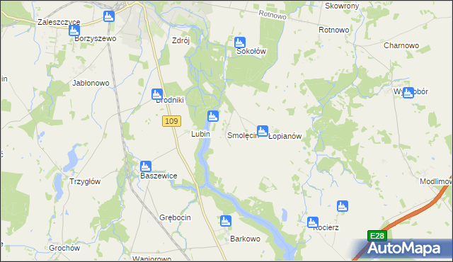 mapa Smolęcin gmina Gryfice, Smolęcin gmina Gryfice na mapie Targeo