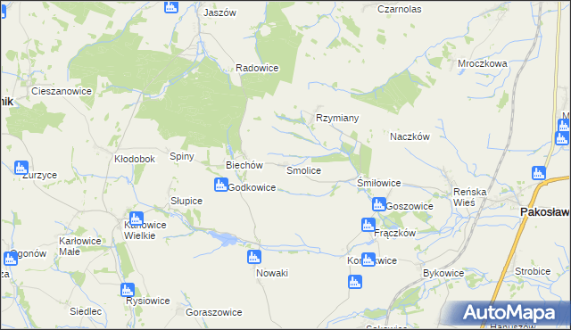 mapa Smolice gmina Pakosławice, Smolice gmina Pakosławice na mapie Targeo