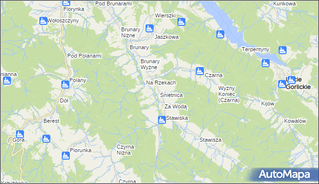 mapa Śnietnica, Śnietnica na mapie Targeo