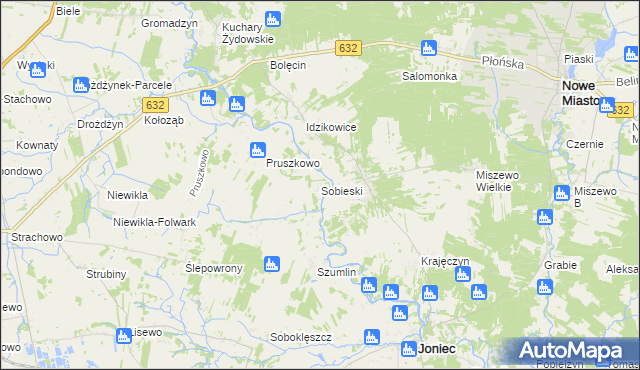 mapa Sobieski gmina Joniec, Sobieski gmina Joniec na mapie Targeo
