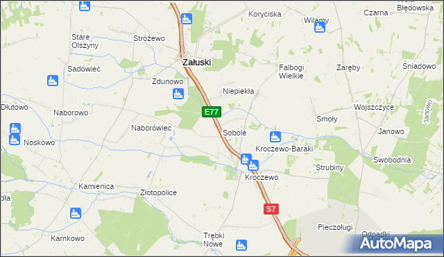 mapa Sobole gmina Załuski, Sobole gmina Załuski na mapie Targeo