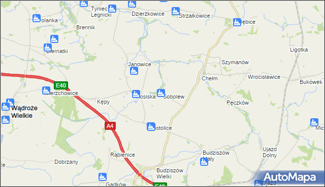 mapa Sobolew gmina Wądroże Wielkie, Sobolew gmina Wądroże Wielkie na mapie Targeo