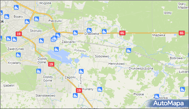 mapa Sobolewo gmina Supraśl, Sobolewo gmina Supraśl na mapie Targeo