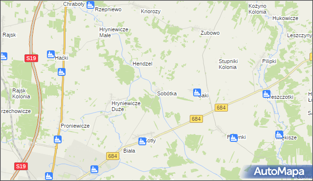 mapa Sobótka gmina Bielsk Podlaski, Sobótka gmina Bielsk Podlaski na mapie Targeo