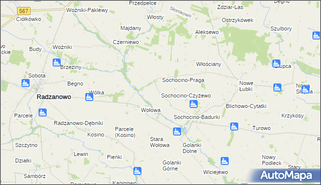 mapa Sochocino-Czyżewo, Sochocino-Czyżewo na mapie Targeo