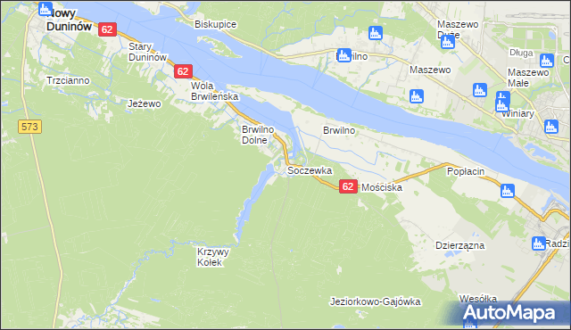 mapa Soczewka gmina Nowy Duninów, Soczewka gmina Nowy Duninów na mapie Targeo