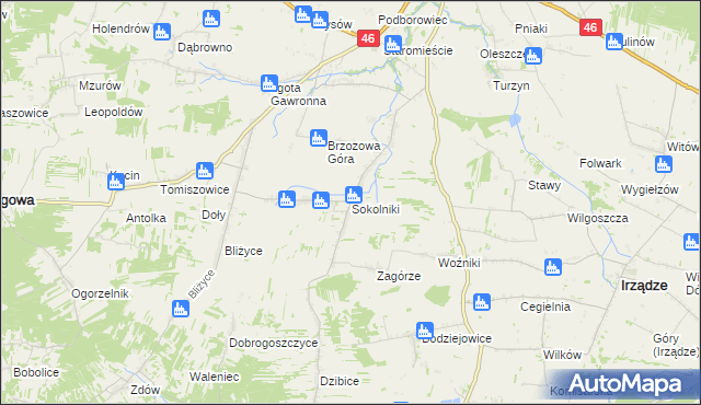 mapa Sokolniki gmina Niegowa, Sokolniki gmina Niegowa na mapie Targeo
