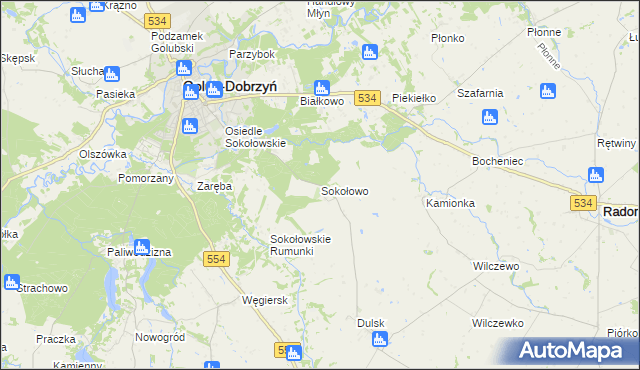 mapa Sokołowo gmina Golub-Dobrzyń, Sokołowo gmina Golub-Dobrzyń na mapie Targeo