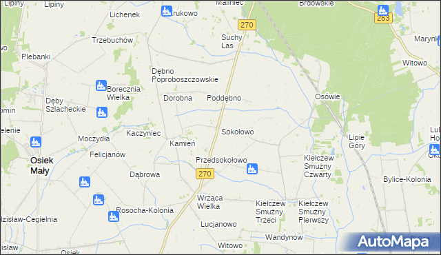mapa Sokołowo gmina Koło, Sokołowo gmina Koło na mapie Targeo
