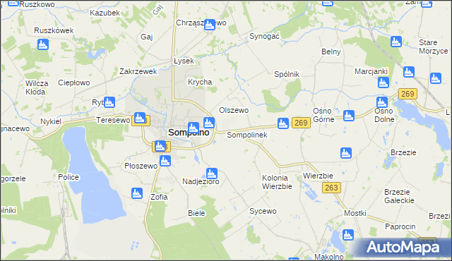 mapa Sompolinek, Sompolinek na mapie Targeo