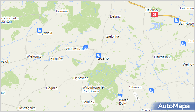 mapa Sośno, Sośno na mapie Targeo