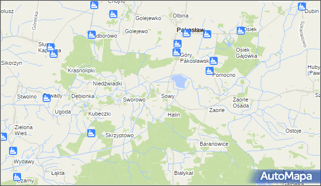 mapa Sowy gmina Pakosław, Sowy gmina Pakosław na mapie Targeo