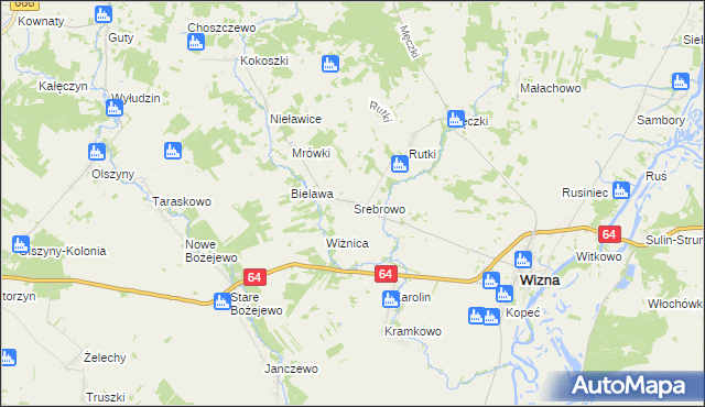 mapa Srebrowo, Srebrowo na mapie Targeo