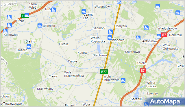 mapa Stachowo gmina Lesznowola, Stachowo gmina Lesznowola na mapie Targeo