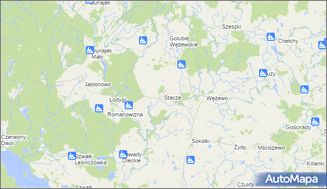 mapa Stacze gmina Kowale Oleckie, Stacze gmina Kowale Oleckie na mapie Targeo