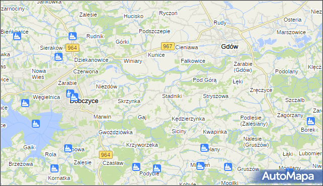 mapa Stadniki gmina Dobczyce, Stadniki gmina Dobczyce na mapie Targeo