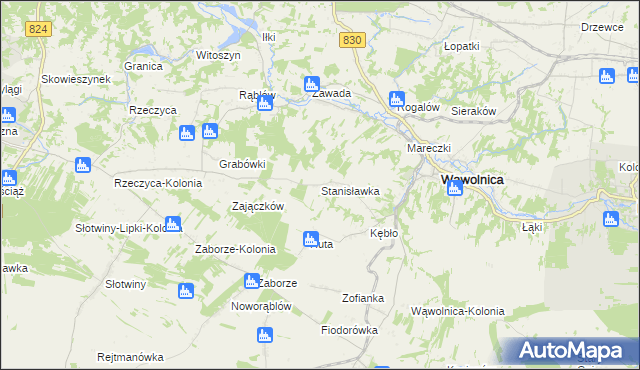 mapa Stanisławka gmina Wąwolnica, Stanisławka gmina Wąwolnica na mapie Targeo