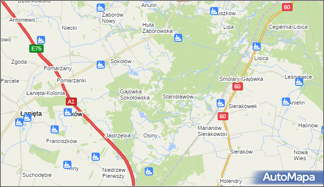 mapa Stanisławów gmina Gostynin, Stanisławów gmina Gostynin na mapie Targeo