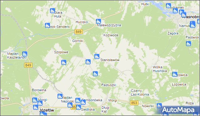 mapa Stanisławów gmina Józefów, Stanisławów gmina Józefów na mapie Targeo