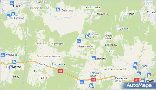 mapa Stanisławów gmina Odrzywół, Stanisławów gmina Odrzywół na mapie Targeo