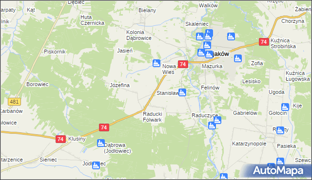 mapa Stanisławów gmina Osjaków, Stanisławów gmina Osjaków na mapie Targeo