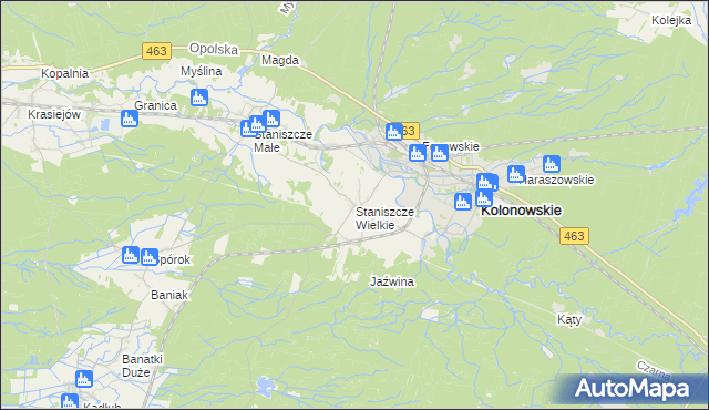 mapa Staniszcze Wielkie, Staniszcze Wielkie na mapie Targeo