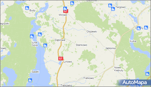 mapa Stankowo gmina Dźwierzuty, Stankowo gmina Dźwierzuty na mapie Targeo