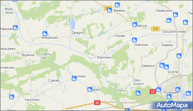 mapa Stankowo gmina Gostyń, Stankowo gmina Gostyń na mapie Targeo