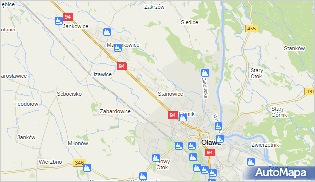 mapa Stanowice gmina Oława, Stanowice gmina Oława na mapie Targeo