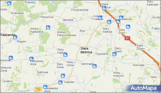 mapa Stara Błotnica, Stara Błotnica na mapie Targeo