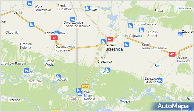 mapa Stara Brzeźnica, Stara Brzeźnica na mapie Targeo