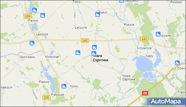 mapa Stara Dąbrowa powiat stargardzki, Stara Dąbrowa powiat stargardzki na mapie Targeo