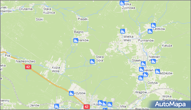 mapa Stara Góra gmina Stąporków, Stara Góra gmina Stąporków na mapie Targeo