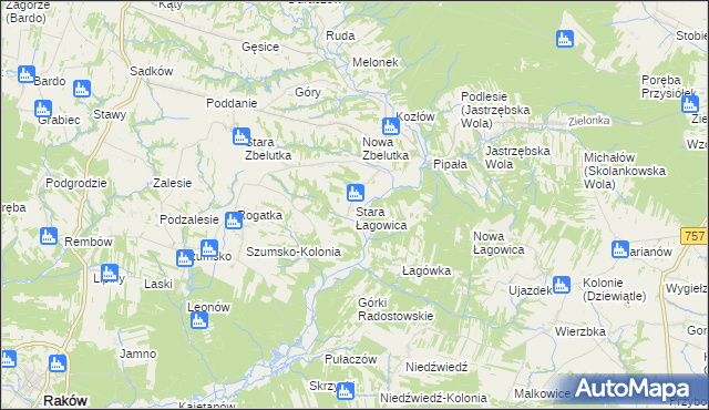 mapa Stara Łagowica, Stara Łagowica na mapie Targeo