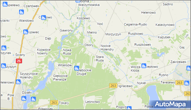 mapa Stara Ruda gmina Wierzbinek, Stara Ruda gmina Wierzbinek na mapie Targeo