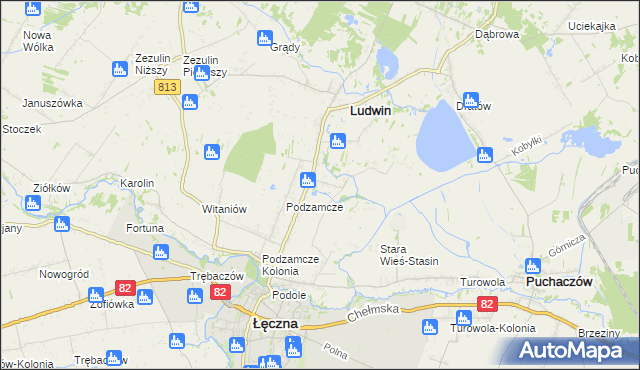 mapa Stara Wieś-Kolonia gmina Łęczna, Stara Wieś-Kolonia gmina Łęczna na mapie Targeo