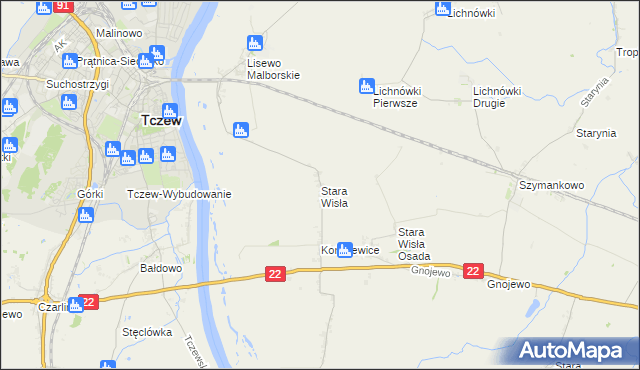 mapa Stara Wisła, Stara Wisła na mapie Targeo