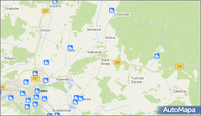 mapa Stara Woda gmina Lubsko, Stara Woda gmina Lubsko na mapie Targeo