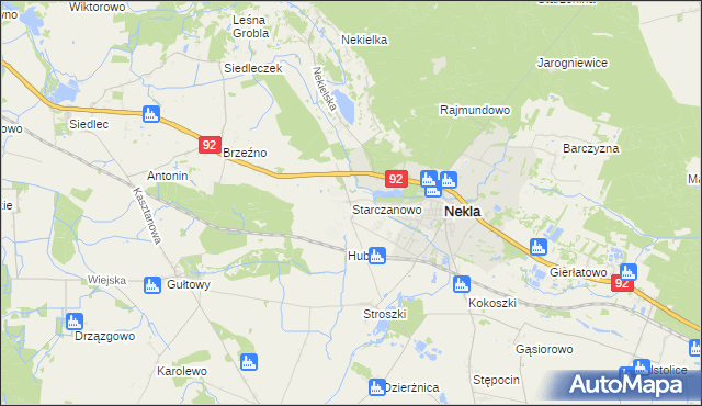 mapa Starczanowo gmina Nekla, Starczanowo gmina Nekla na mapie Targeo