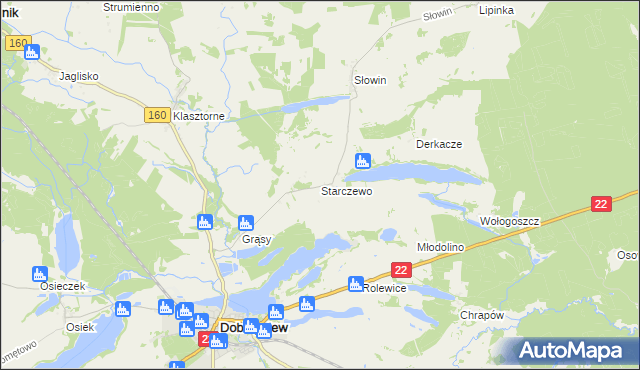 mapa Starczewo gmina Dobiegniew, Starczewo gmina Dobiegniew na mapie Targeo