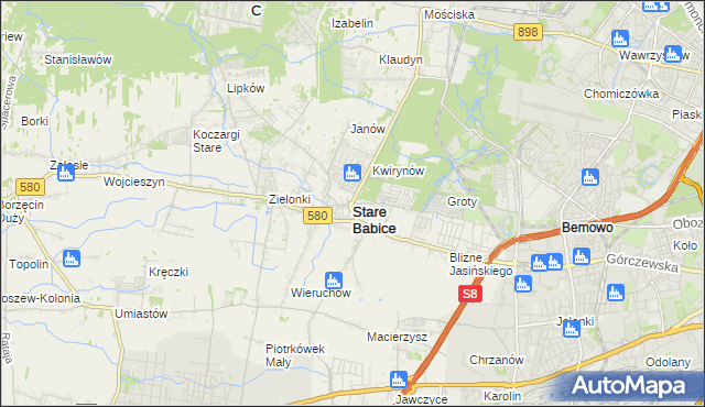 mapa Stare Babice, Stare Babice na mapie Targeo