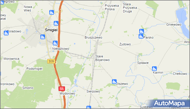 mapa Stare Bojanowo, Stare Bojanowo na mapie Targeo
