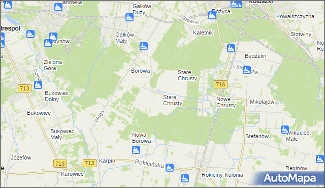 mapa Stare Chrusty gmina Rokiciny, Stare Chrusty gmina Rokiciny na mapie Targeo