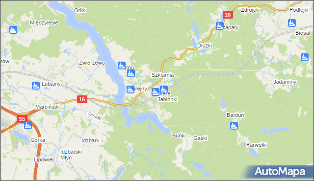 mapa Stare Jabłonki, Stare Jabłonki na mapie Targeo
